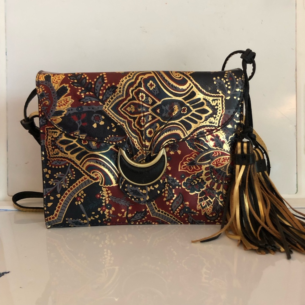 Patricia Nash Van Sannio Provencal Escape Crossbody Paisley Gold Tassel